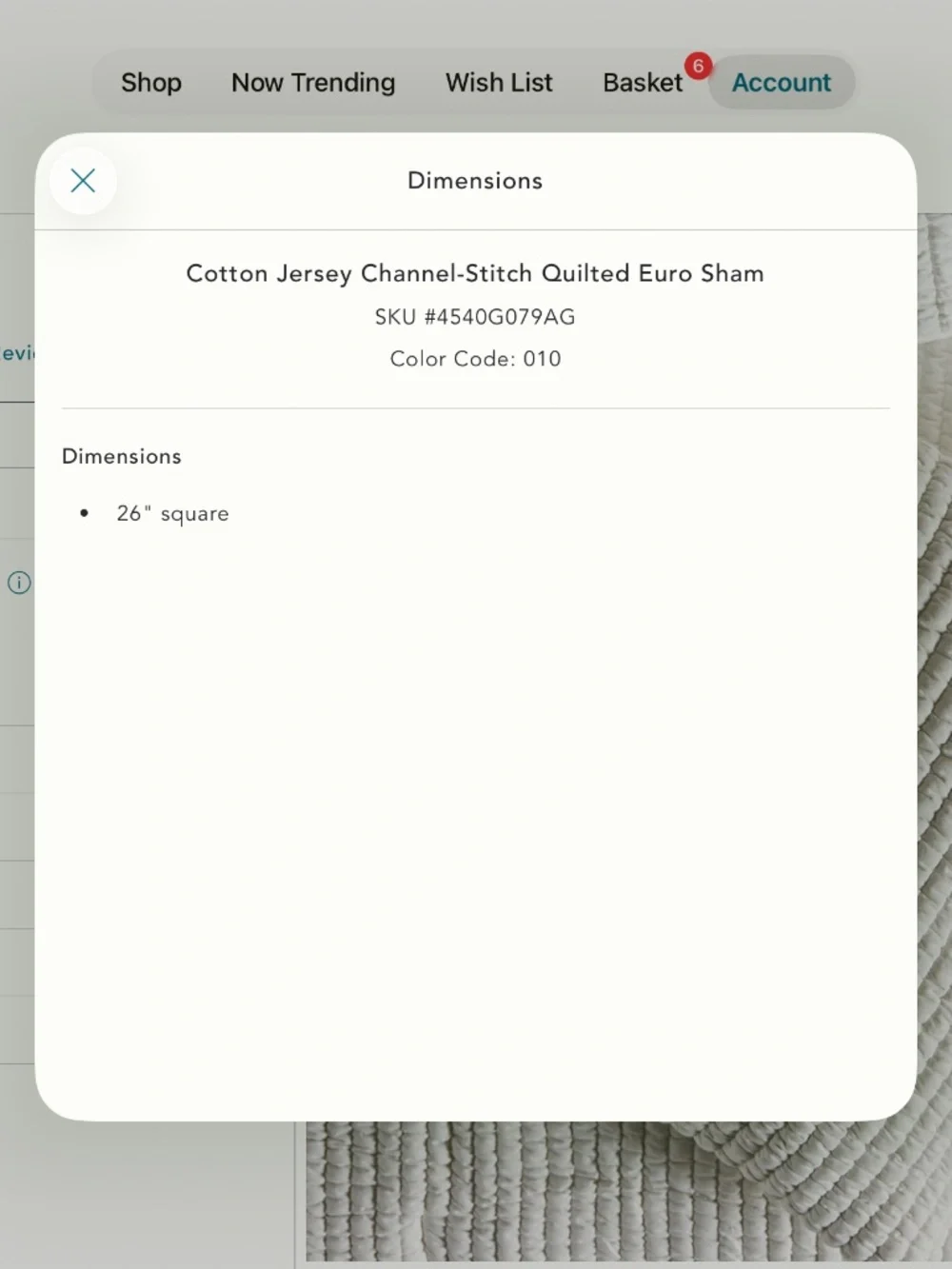 Anthropologie Jersey Channel Stitch Collection Euro Sham